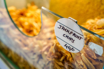 High angle view of food for sale at market stall