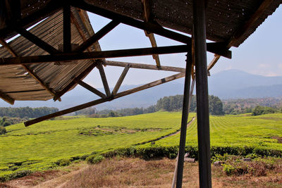 Agricultural field against sky