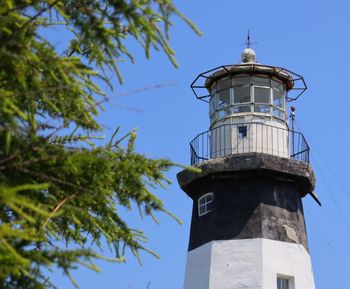 Low angle view of lighthouse against sky