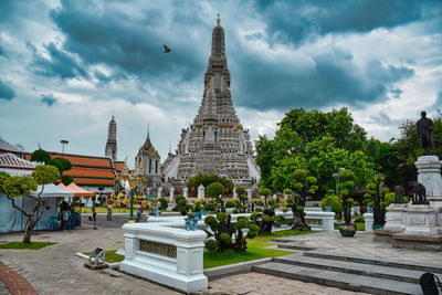 View of temple building against cloudy sky