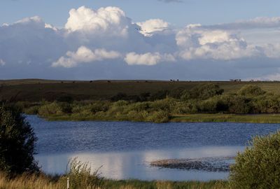 Scenic view of lake against sky