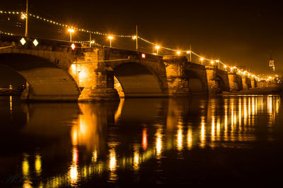 Reflection of bridge in river