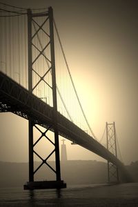 Suspension bridge over river 