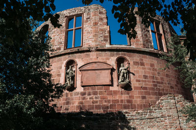 Low angle view of old building against sky