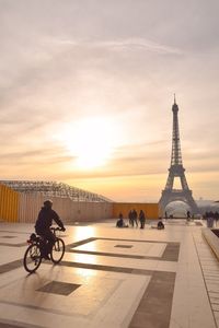 Built structure at sunset
