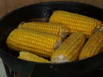 High angle view of eggs in container