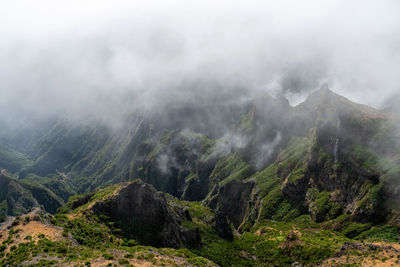 Scenic view of mountains against sky