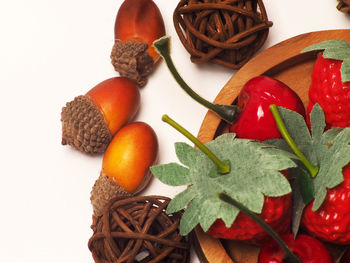 High angle view of fruits on table