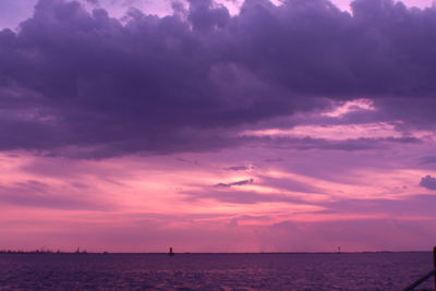 Scenic view of sea against sky at sunset