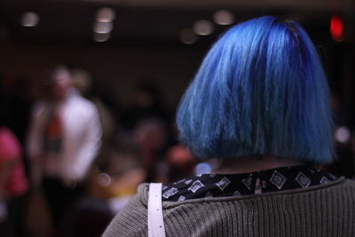 Rear view of woman with dyed hair