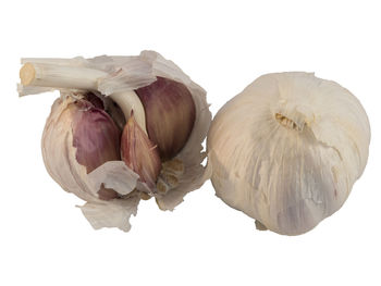 Close-up of garlic against white background