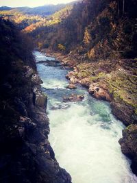 High angle view of rocks in water