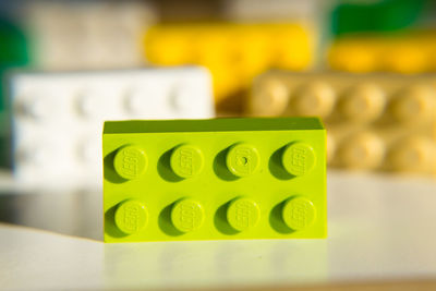 Close-up of toys on table