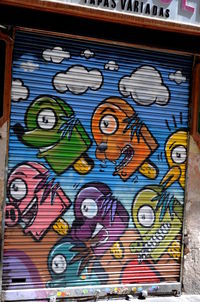 Close-up of multi colored pattern on building