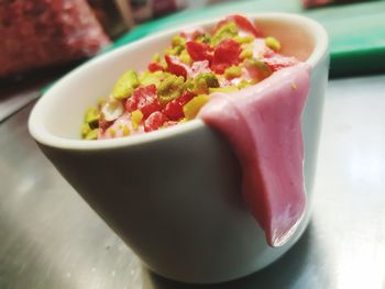 Close-up of fruit salad in bowl