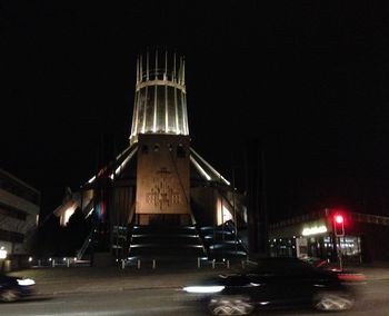 Illuminated building at night