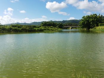 Scenic view of lake against sky