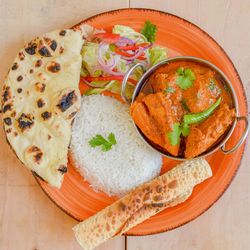 High angle view of meal served in plate