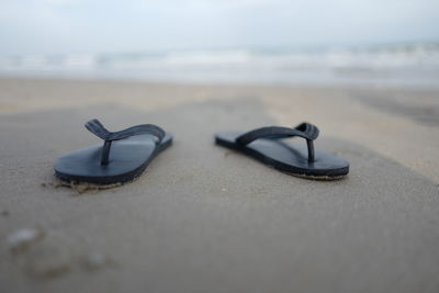 Close-up of heart shape on sand