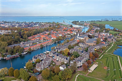 Aerial from the city muiden in the netherlands