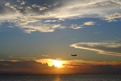 Scenic view of sunset over sea