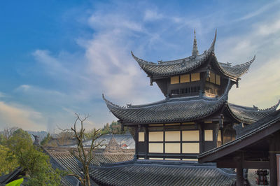 Low angle view of traditional building against sky