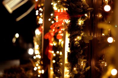 Illuminated christmas tree at night