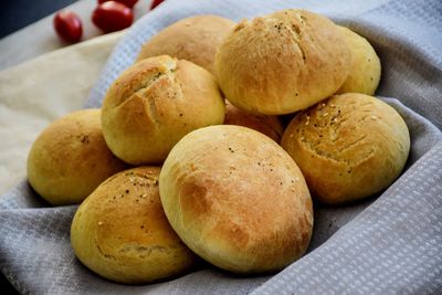 High angle view of bread on table