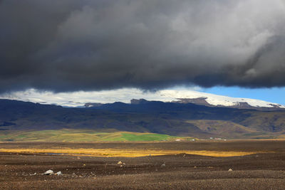 Scenic view of landscape against cloudy sky