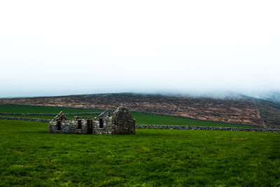 Scenic view of field against clear sky