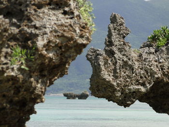 Scenic view of sea and cliff