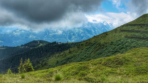 Scenic view of mountains against sky