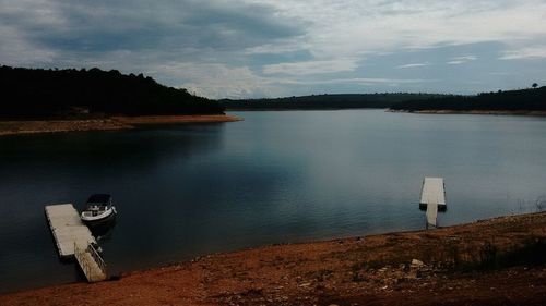 Scenic view of lake against sky