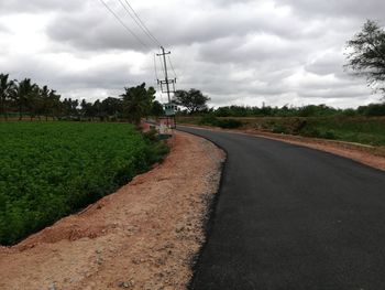 Road amidst green landscape against sky