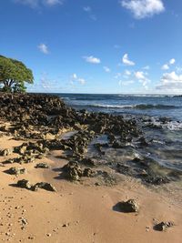 Scenic view of beach against sky