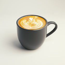 Close-up of cappuccino against white background