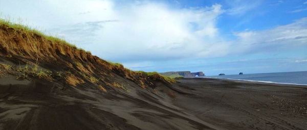 Scenic view of sea against cloudy sky