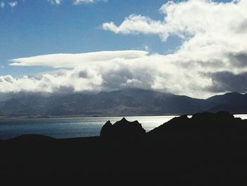 Scenic view of sea against cloudy sky