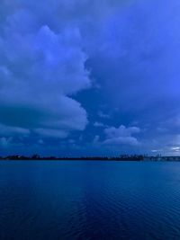 Scenic view of sea against blue sky