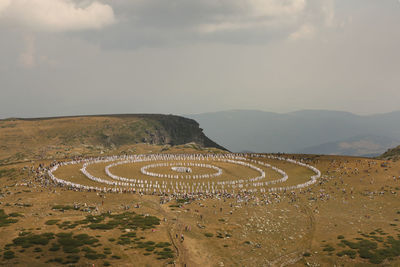 High angle view of road against sky