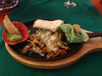 Close-up of seafood in plate on table