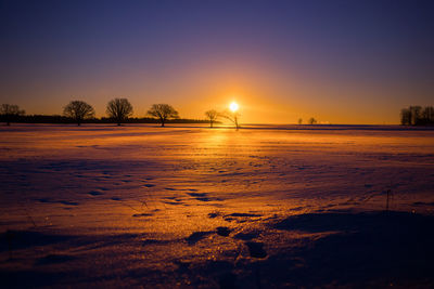 A beautiful rising sun in the winter.