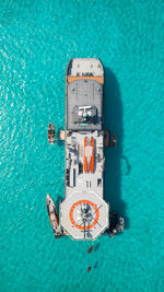 High angle view of sailboat in swimming pool