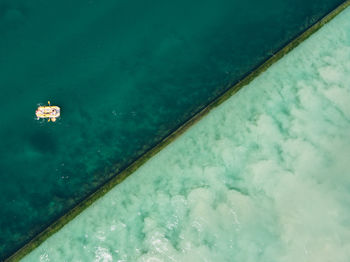 Aerial view of boat in sea