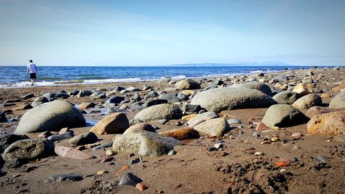 Scenic view of sea against clear sky