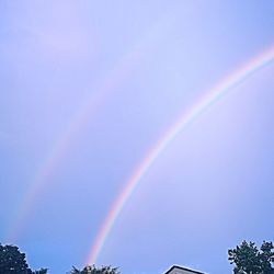 Low angle view of rainbow against sky