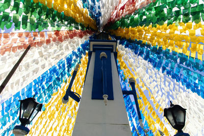 View of a square decorated for the festa junina de sao joao in the city of taperoa in bahia, brazil.