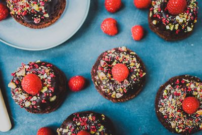 High angle view of cupcakes