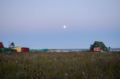 Scenic view of beach against clear sky