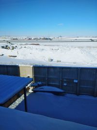 Scenic view of swimming pool against clear blue sky